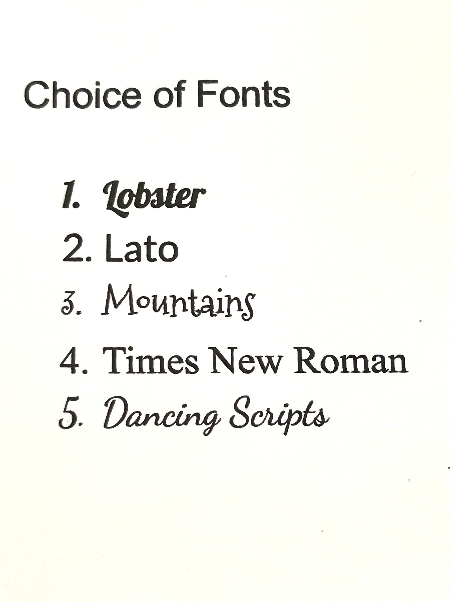 fonts available