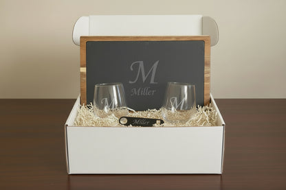 Personalized Wine Gift Box Custom Engraving Details Premium Charcuterie Collection Artisan Food Pairing Corporate Client Appreciation Gift Executive Present Professional Packaging Ready To Give Housewarming Gift Set Elegant Presentation Box