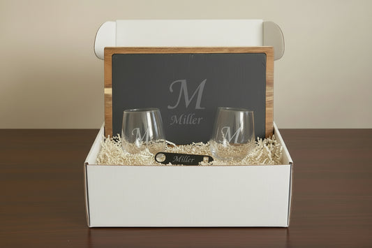 Personalized Wine Gift Box Custom Engraving Details Premium Charcuterie Collection Artisan Food Pairing Corporate Client Appreciation Gift Executive Present Professional Packaging Ready To Give Housewarming Gift Set Elegant Presentation Box