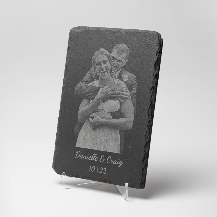 Natural Slate Display Stone Custom Pet Memorial Engraved Photo Portrait Personalized Keepsake Gift Handcrafted Stone Memorial Laser Engraved Design Pet Remembrance Tribute Sympathy Gift Loss Memorial Six By Nine Inch Rustic Natural Edge