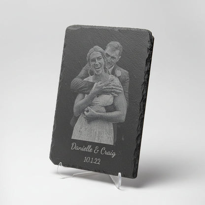 Natural Slate Display Stone Custom Pet Memorial Engraved Photo Portrait Personalized Keepsake Gift Handcrafted Stone Memorial Laser Engraved Design Pet Remembrance Tribute Sympathy Gift Loss Memorial Six By Nine Inch Rustic Natural Edge
