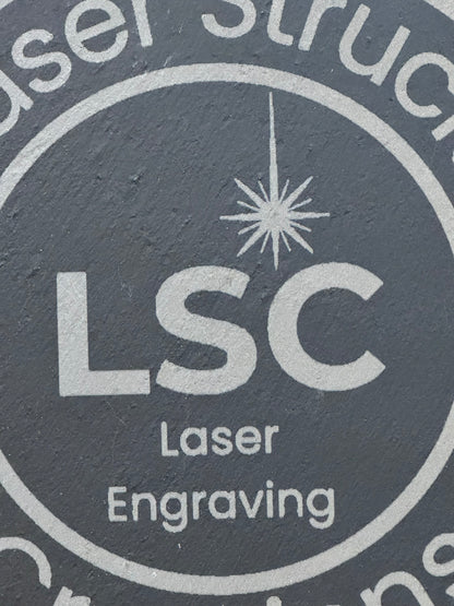 12" Custom Round Slate Sign - Laser Engraved Logo Display