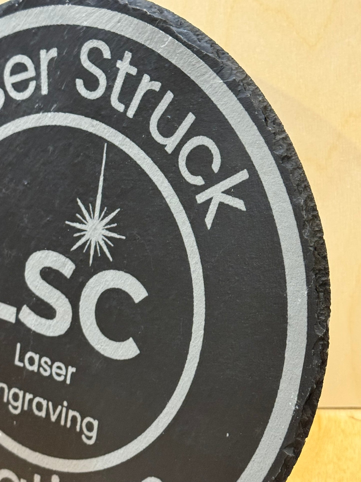 12" Custom Round Slate Sign - Laser Engraved Logo Display