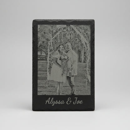wedding photo laser engraved 