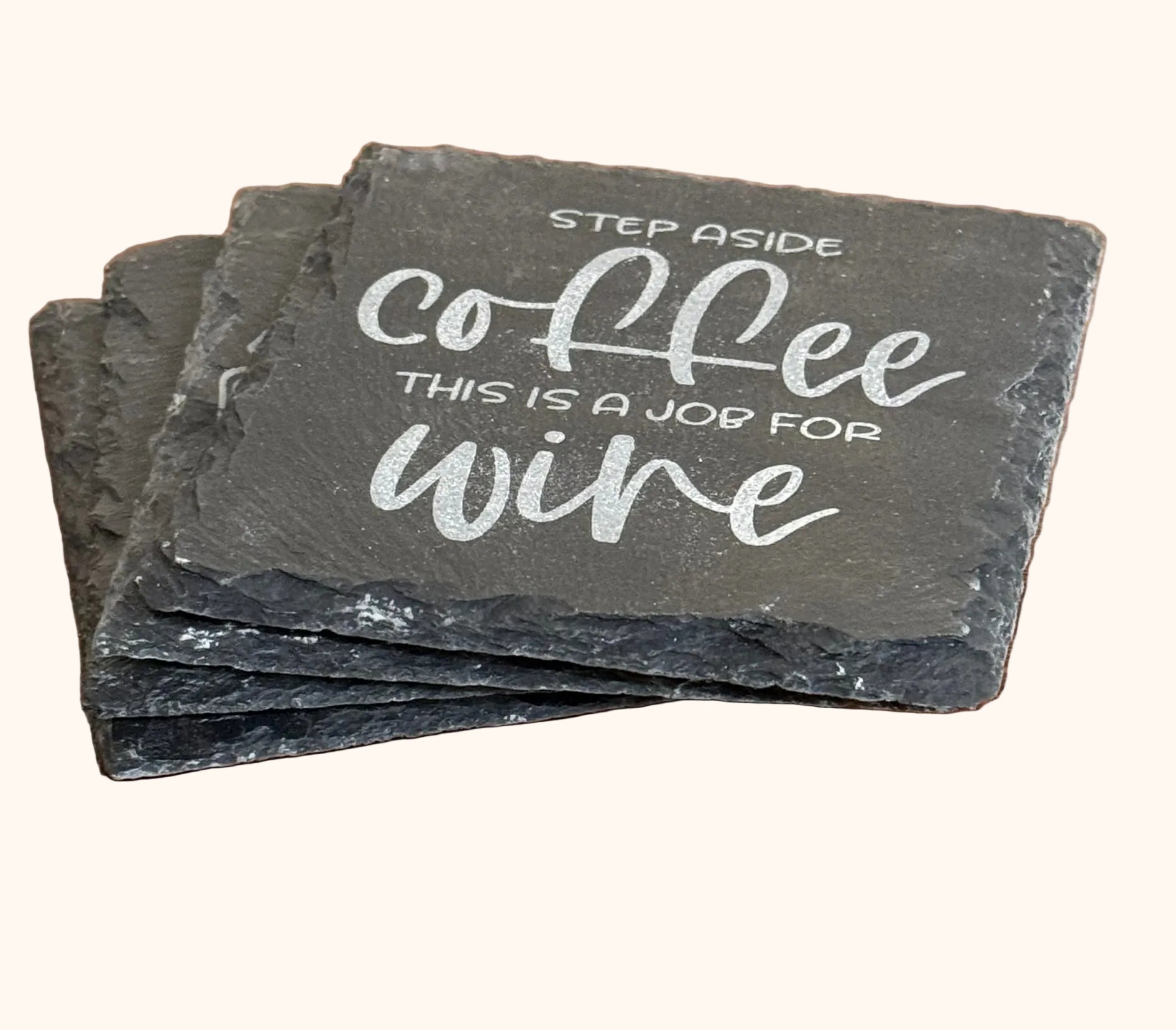 Funny Wine Quote Coaster Set Laser Engraved Natural Slate Stone Wine Lover Gift Perfect Wine Enthusiast Present Humorous Wine Night Essential Conversation Starter Accessory Wine Glass Protection Coaster Rustic Table Decor Piece Hostess Gift