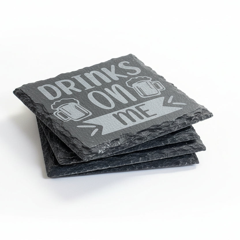 Funny Beer Coaster Set Laser Engraved Slate Stone Natural Material Sarcastic Sayings Bold Typography Man Cave Gift Perfect Present Beer Lover Essentials Home Bar Accessories Durable Surface Protection Permanent Engraving No Fading Square