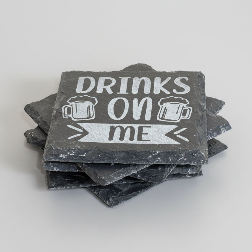 drinks on me beer coaster