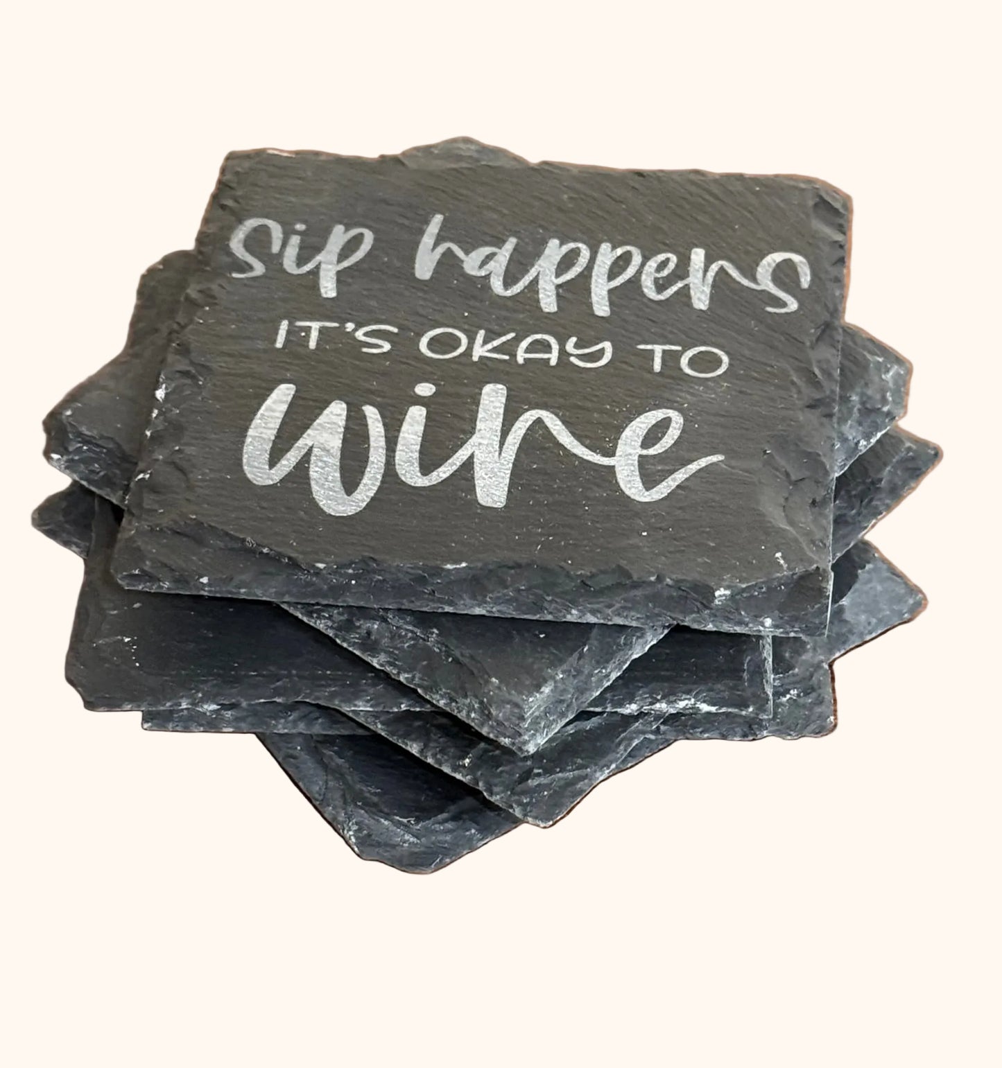 Wine Coaster Set Natural Slate Stone Laser Engraved Funny Quote Design Wine Lover Gift Idea Wine Enthusiast Present Wine Night Essential Perfect Hostess Gift Conversation Starter Piece Rustic Table Protection Accessory Wine Glass Coaster