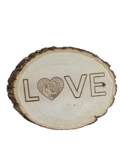 Custom Engraved Wood Slice Personalized Wedding Keepsake Live Edge Round Natural Rustic Circle Laser Engraved Message Design Premium Craftsmanship Artisan Quality Unique Grain Pattern Perfect Anniversary Gift Memorial Tribute Home Display