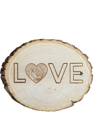 Personalized Rustic Wood Slice Custom Live Edge Round Laser Engraved Message Design Natural Circle Keepsake Premium Artisan Craftsmanship Unique Bark Edge Pattern Perfect Home Display Art Wedding Memorial Gift Anniversary Keepsake Farmhouse