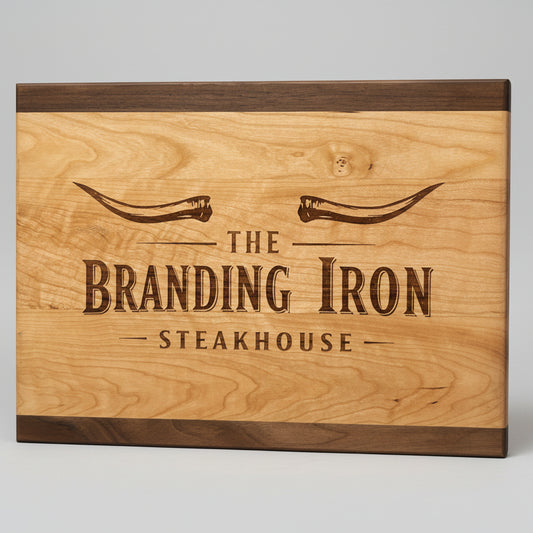 Custom Engraved Cutting Board Personalized Wood Kitchen Gift Perfect Wedding Present Handcrafted Solid Construction Two Tone Design Premium Quality Craftsmanship Beautiful Serving Board Display Functional Food Preparation Surface