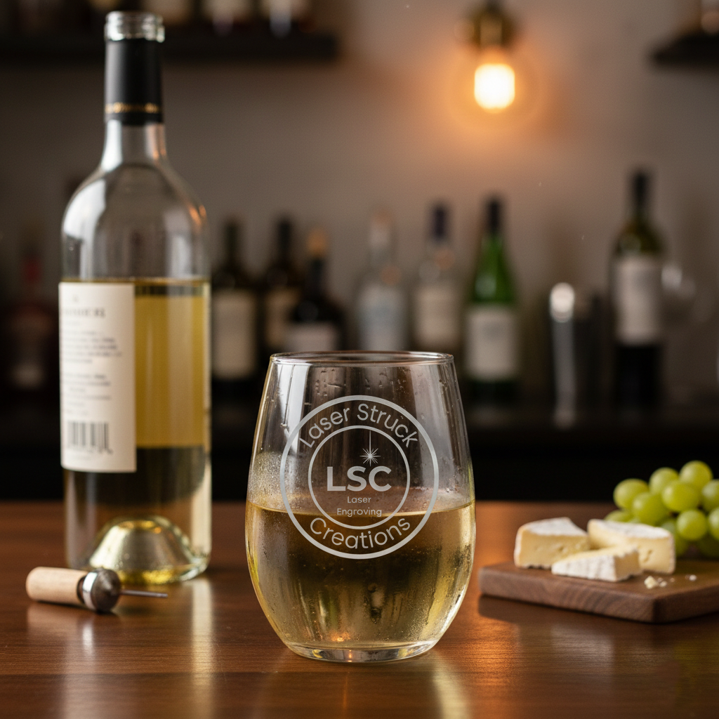Custom Engraved Glassware Set Personalized Stemless Wine Glasses Premium Home Bar Collection Modern Design Perfect Wedding Present Housewarming Gift Essential Elegant Celebration Glasses Sophisticated Engraving Details Durable Quality