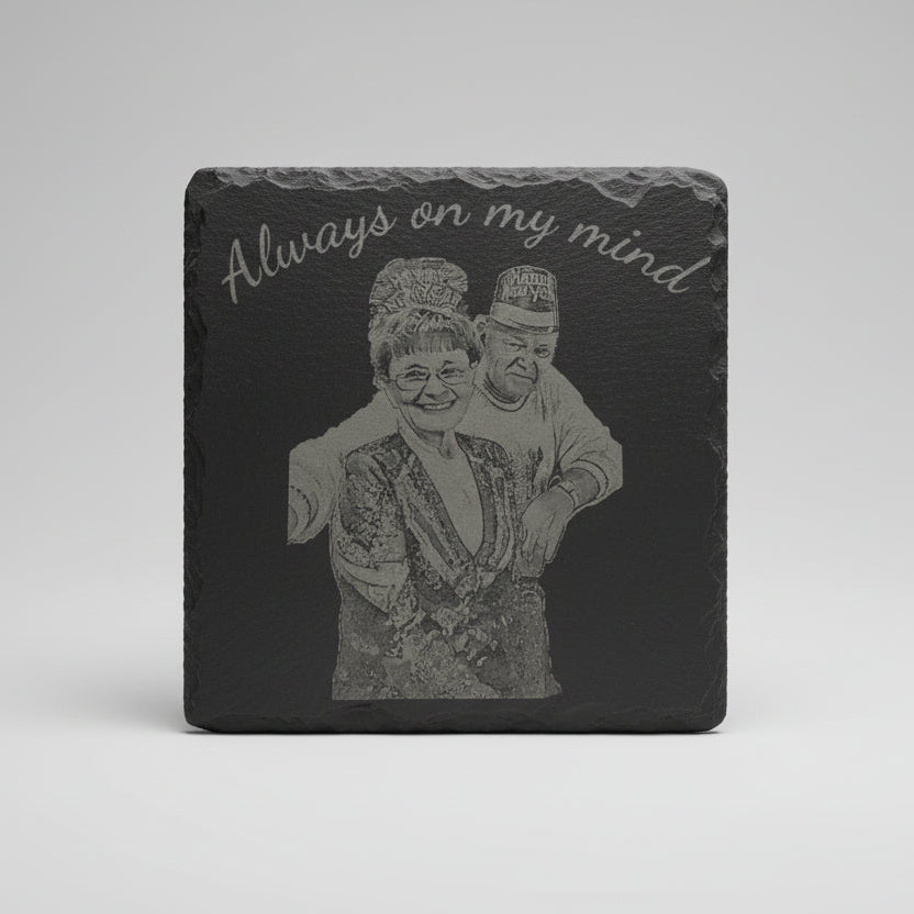laser engraved memorial coaster 