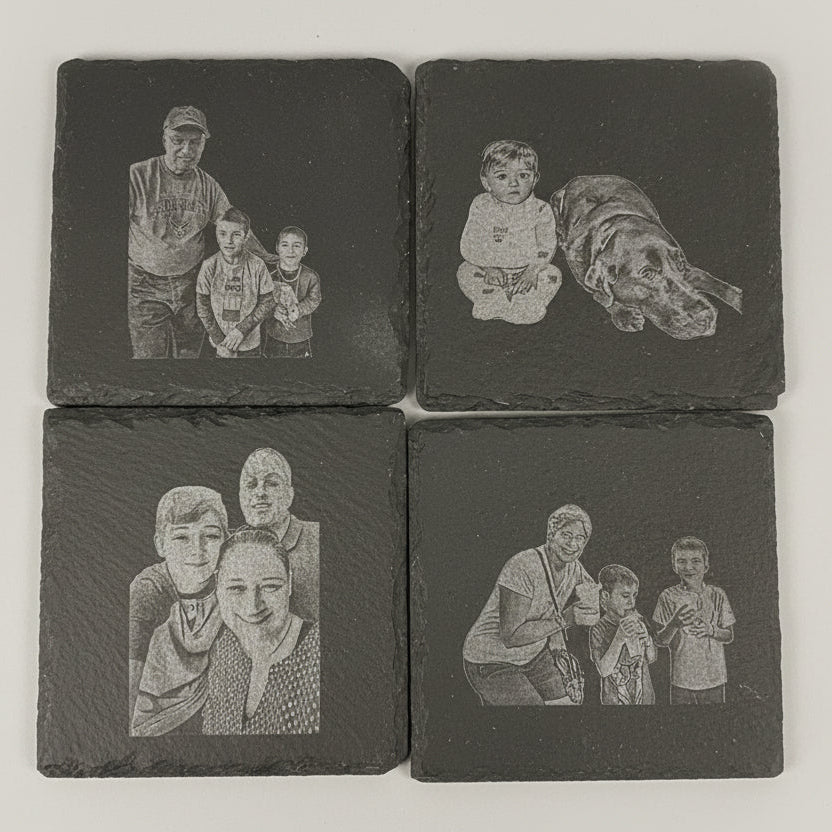 photo engraved set of 4 coasters