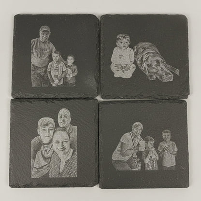 photo engraved set of 4 coasters