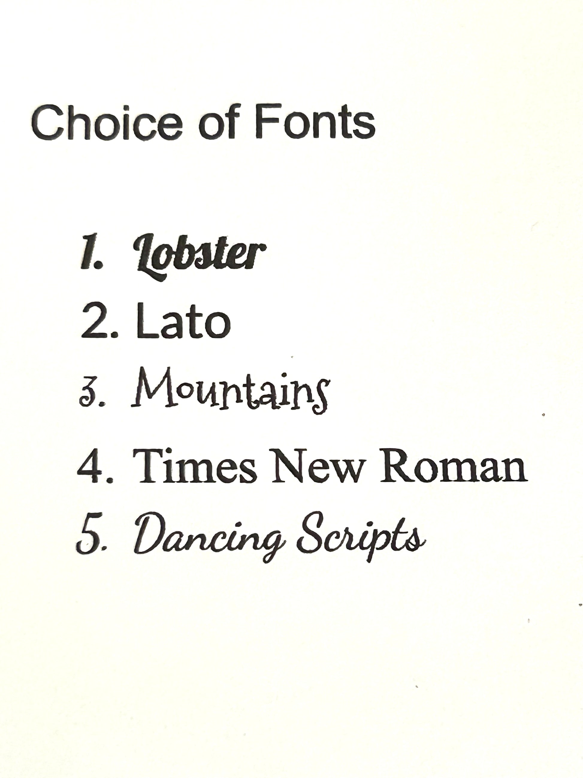 fonts available
