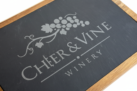 Slate Cheese Board Wood Frame Rustic Serving Platter Natural Stone Surface Charcuterie Board Solid Wood Border Premium Quality Construction Wine Night Pairing Essential Party Hosting Appetizer Display Holiday Gathering Entertainment
