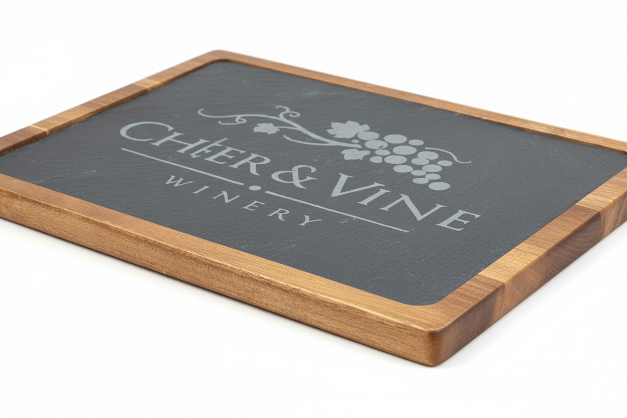 Entertaining Essential Slate Cheese Board Natural Stone Platter Wood Frame Border Rustic Charcuterie Serving Board Premium Quality Construction Sophisticated Farmhouse Design Wine Night Pairing Display Party Hosting Essential Holiday