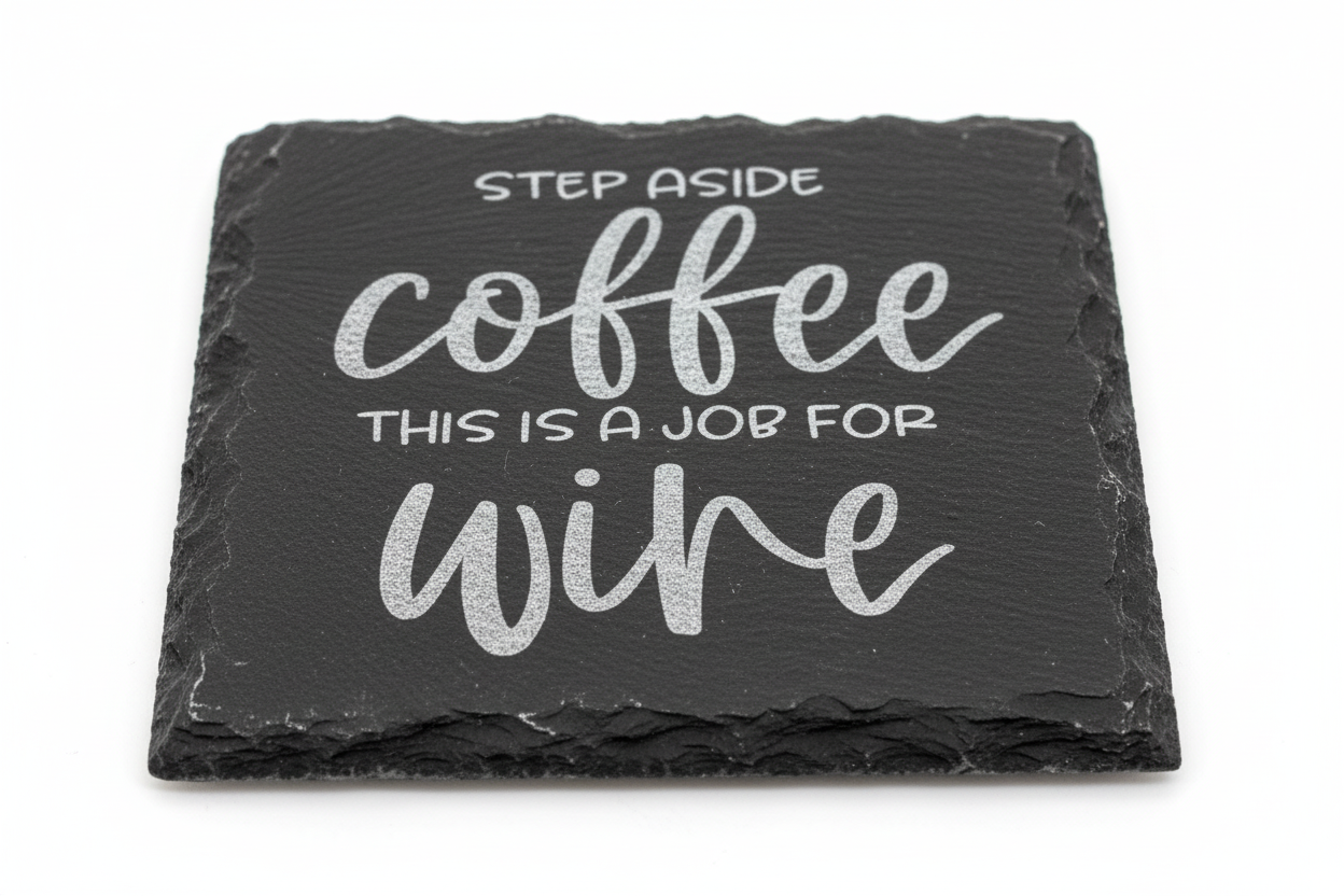 Laser Engraved Slate Wine Coaster Set Funny Wine Quote Design Natural Stone Surface Wine Lover Gift Idea Wine Enthusiast Present Perfect Hostess Gift Wine Night Essential Table Protection Accessory Conversation Starter Piece Rustic Home Bar